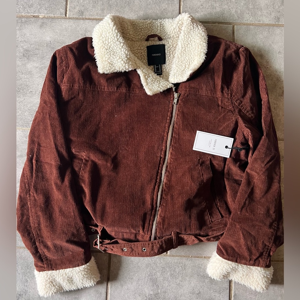 Forever 21 Jacket with White Sherpa Collar